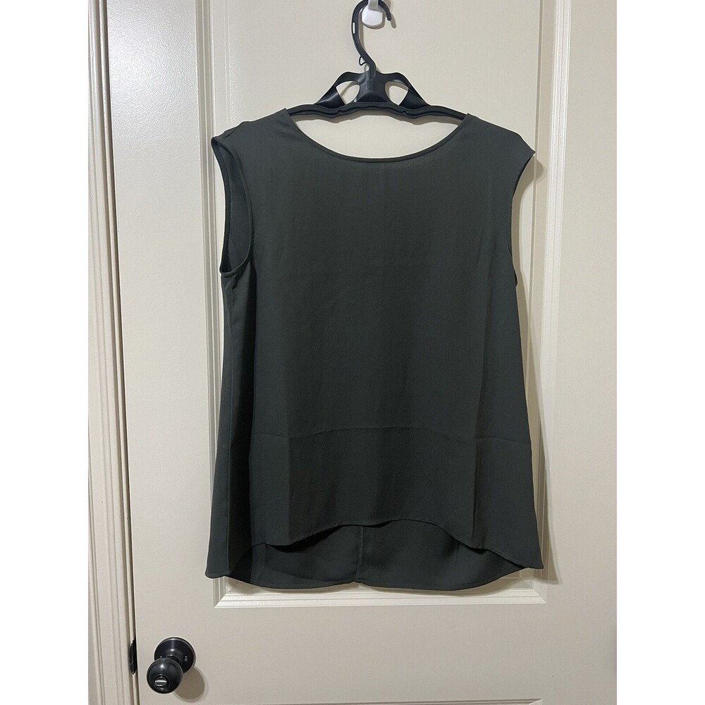 Halogen Womens Small Olive Green Round Neck V Back Sleeveless